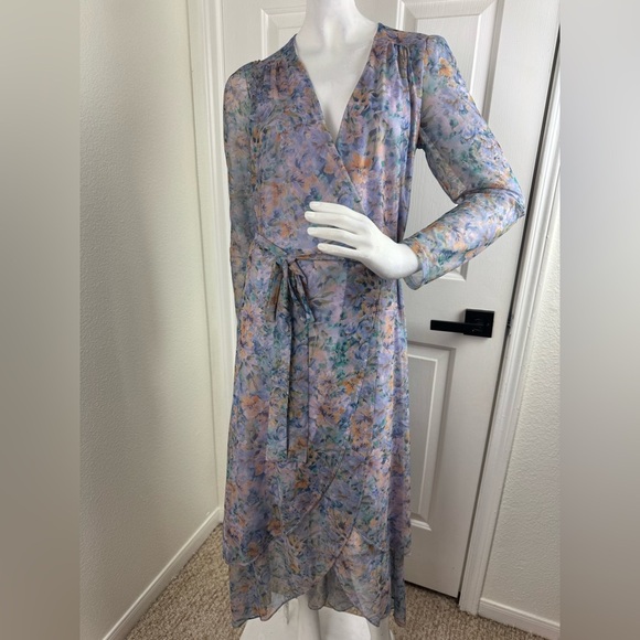 Laundry by Shelli Segal Long Sleeve Floral Mesh Wrap Dress Size 4. D20 - Picture 3 of 17